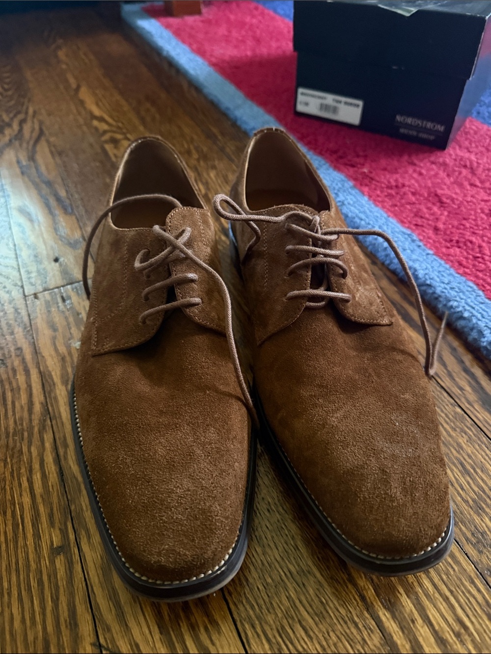 Nordstrom Brown Suede Derby Lace-Up Shoes